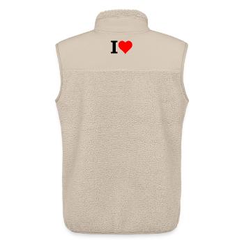 Red heart in black contrast - Unisex Sherpa Gilet by Stanley/Stella - beige - Back - AI Model Male 178 light (178cm)