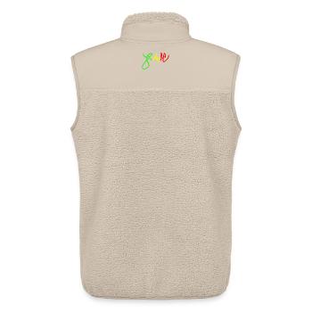 Jah en Trio couleurs Rouge Or Vert - Veste sans manches sherpa unisexe Stanley/Stella - beige - Dos - AI Model Male 178 light (178cm)