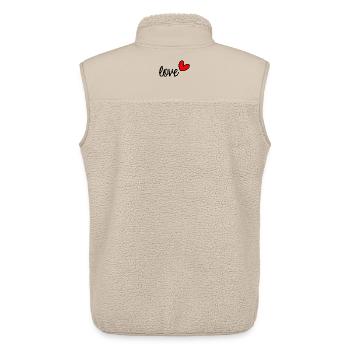 HERZ. HERZ. VALENTINSTAG. LIEBE. LIEBE. PAAR. - Unisex Sherpaweste von Stanley/Stella - Beige - Hinten - AI Model Male 178 light (178cm)
