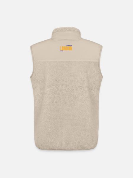 London in golden text with blue accents - Unisex Sherpa Gilet by Stanley/Stella - beige