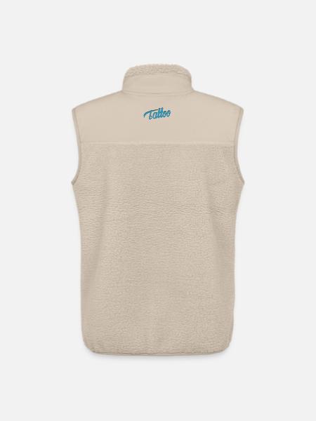 Tattoo Script in Teal - Unisex Sherpa Gilet by Stanley/Stella - beige