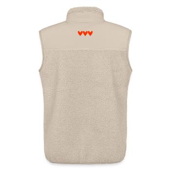HERZ. HERZ. VALENTINSTAG. LIEBE. LIEBE. PAAR. - Unisex Sherpaweste von Stanley/Stella - Beige - Hinten - AI Model Male 178 light (178cm)
