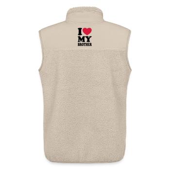 I love my brother - J'aime mon frère - Veste sans manches sherpa unisexe Stanley/Stella - beige - Dos - AI Model Male 178 light (178cm)