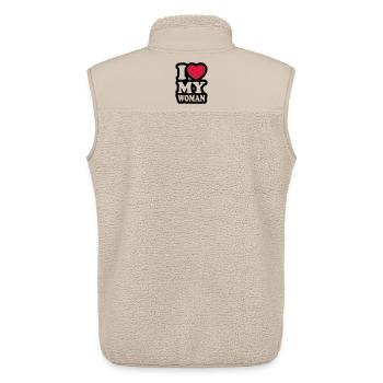 I love my woman - J'aime mon femme - Veste sans manches sherpa unisexe Stanley/Stella - beige - Dos - AI Model Male 178 light (178cm)