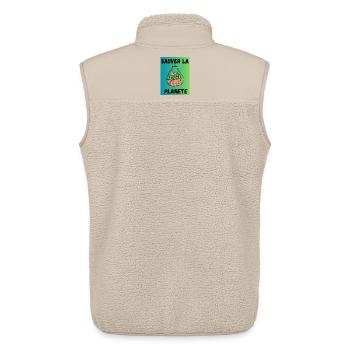 FEDER. GARTENARBEIT. RUHESTAND. FEDER. GARTEN. - Unisex Sherpaweste von Stanley/Stella - Beige - Hinten - AI Model Male 178 light (178cm)