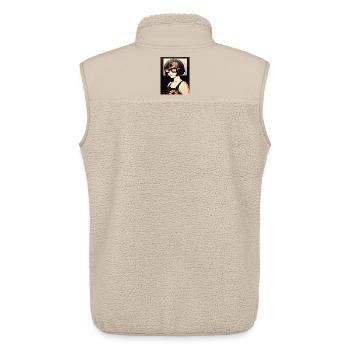 Retro Blüten-Sonnenbrillen Stil - Unisex Sherpaweste von Stanley/Stella - Beige - Hinten - AI Model Male 178 light (178cm)