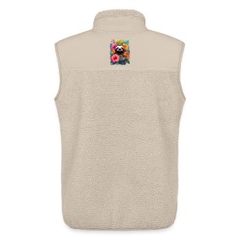 Paresseux parmi les fleurs exotiques dans la jungle - Veste sans manches sherpa unisexe Stanley/Stella - beige - Dos - AI Model Male 178 light (178cm)