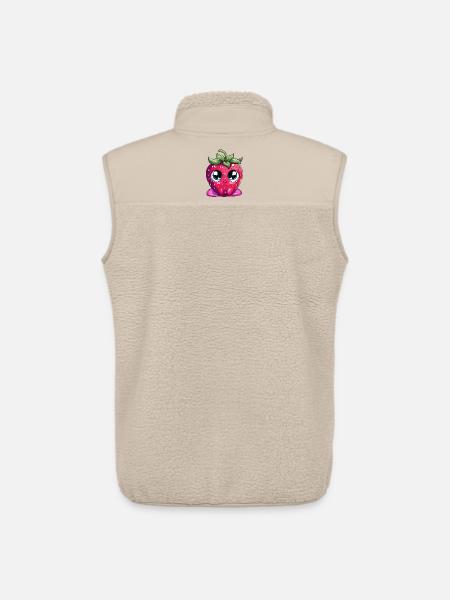 Kawaii Strawberry Face Face Face - Unisex Sherpa Gilet by Stanley/Stella - beige