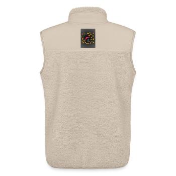 Goldene Blüten unter pinkem Strandschirm  - Unisex Sherpaweste von Stanley/Stella - Beige - Hinten - AI Model Male 178 light (178cm)