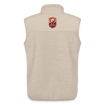 High Peaks Society – Ride Beyond Vintage Ski Badge - Veste sans manches sherpa unisexe Stanley/Stella - beige - Dos - AI Model Male 178 light (178cm)