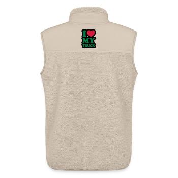 I love my truck - J'aime mon camion - Veste sans manches sherpa unisexe Stanley/Stella - beige - Dos - AI Model Male 178 light (178cm)