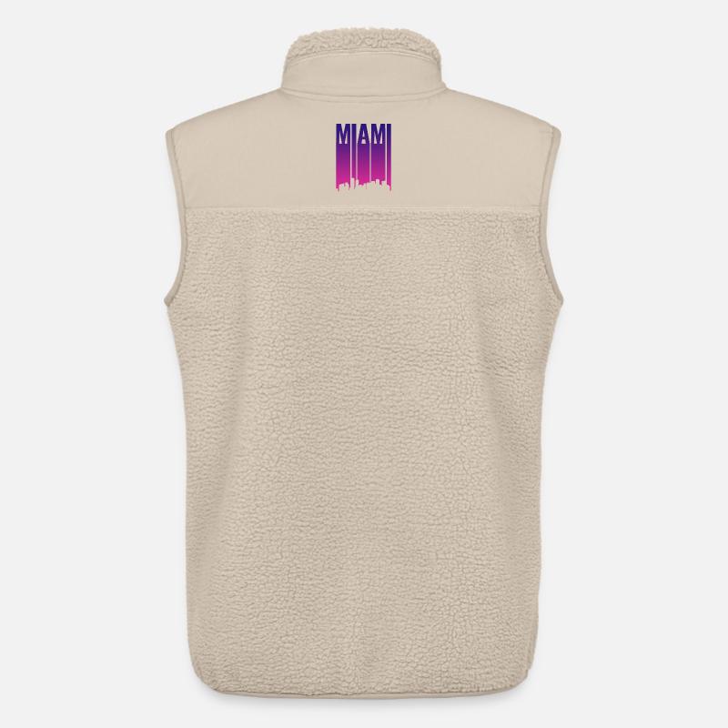 Miami Skyline Gradient Blau Pink - Unisex Sherpaweste von Stanley/Stella - Beige