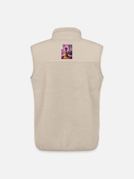 Punk dog with sunglasses and boombox - Unisex Sherpa Gilet by Stanley/Stella - beige