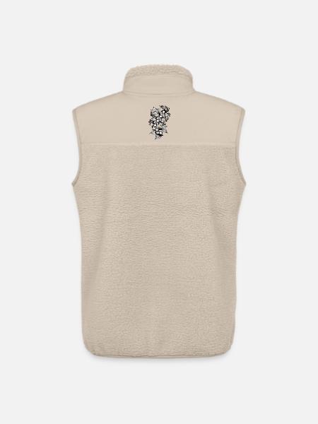 Black and White Flower Spiral - Unisex Sherpa Gilet by Stanley/Stella - beige