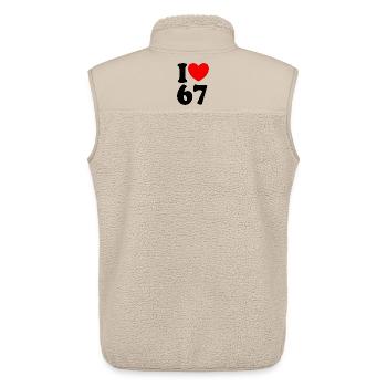 Fun 67 Zahl 6-7 I Herz 6 7 Sechs Sieben - Unisex Sherpaweste von Stanley/Stella - Beige - Hinten - AI Model Male 178 light (178cm)
