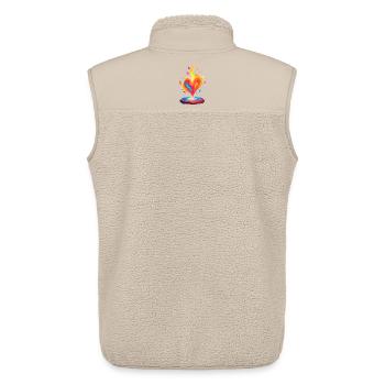 Estampe artistique du Cœur de Flamme Vivante - Veste sans manches sherpa unisexe Stanley/Stella - beige - Dos - AI Model Male 178 light (178cm)