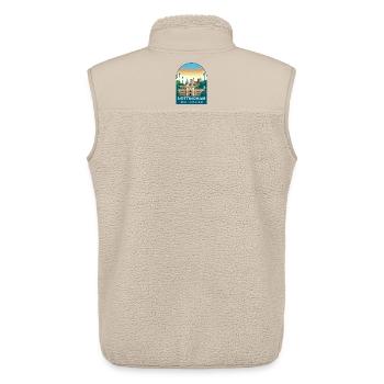 Illustration artistique de voyage à Nottingham Skyline UK - Veste sans manches sherpa unisexe Stanley/Stella - beige - Dos - AI Model Male 178 light (178cm)