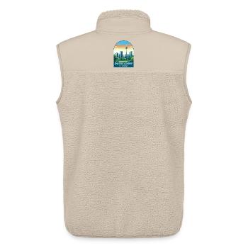 Dusseldorf Germany Skyline Vintage Travel Poster - Unisex Sherpa Gilet by Stanley/Stella - beige - Back - AI Model Male 178 light (178cm)