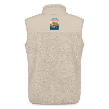 Athens Greece Vintage Travel Poster Art - Unisex Sherpa Gilet by Stanley/Stella - beige - Back - AI Model Male 178 light (178cm)