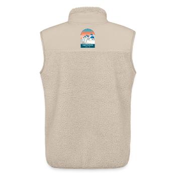 Santorini Greece Vintage Travel Poster - Unisex Sherpa Gilet by Stanley/Stella - beige - Back - AI Model Male 178 light (178cm)