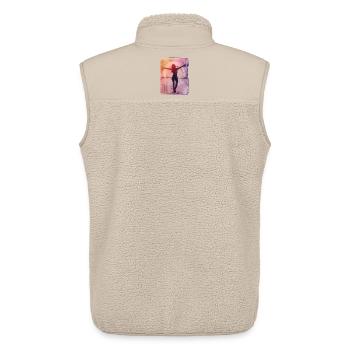 Woman by the Sea - Hand Carved Printable - Unisex Sherpa Gilet by Stanley/Stella - beige - Back - AI Model Male 178 light (178cm)