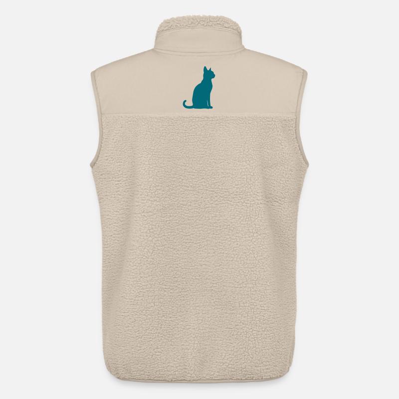 Silhouette de chat sarcelle - Veste sans manches sherpa unisexe Stanley/Stella - beige
