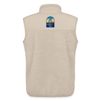 Insigne de voyage rétro Sunset au Japon du château d’Osaka - Veste sans manches sherpa unisexe Stanley/Stella - beige - Dos - AI Model Male 178 light (178cm)
