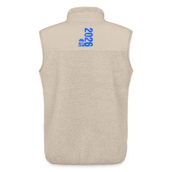 Maillot Volleyball Master 2026, bleu, sweat à capuche, tasse - Veste sans manches sherpa unisexe Stanley/Stella - beige - Dos - AI Model Male 178 light (178cm)