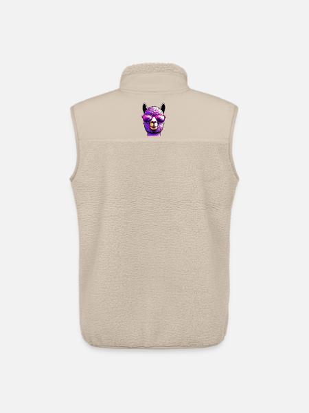Alpaca with Sunglasses - Unisex Sherpa Gilet by Stanley/Stella - beige