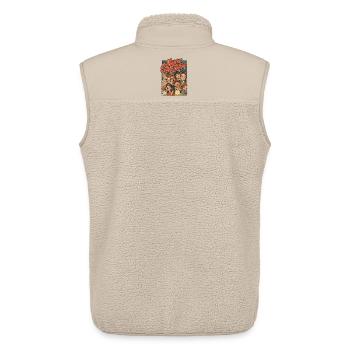 Rétro Noël Enfants Chats Dessin animé - Veste sans manches sherpa unisexe Stanley/Stella - beige - Dos - AI Model Male 178 light (178cm)