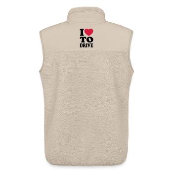 I love to drive - Ich liebe es zu fahren - Unisex Sherpaweste von Stanley/Stella - Beige - Hinten - AI Model Male 178 light (178cm)