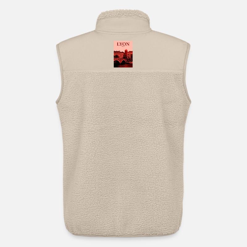 Lyon Skyline roter Overlay - Unisex Sherpaweste von Stanley/Stella - Beige