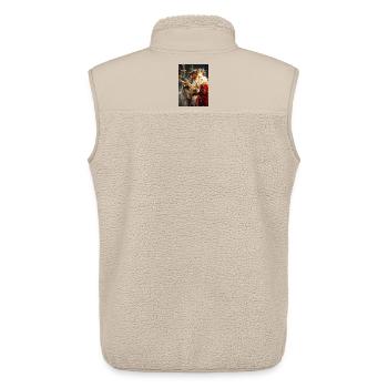 Étreinte hivernale du Père Noël et des rennes - Veste sans manches sherpa unisexe Stanley/Stella - beige - Dos - AI Model Male 178 light (178cm)