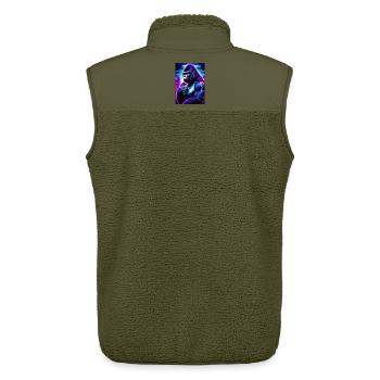 Neon gorilla in cyberpunk style - Unisex Sherpa Gilet by Stanley/Stella - khaki - Back - AI Model Male 178 light (178cm)