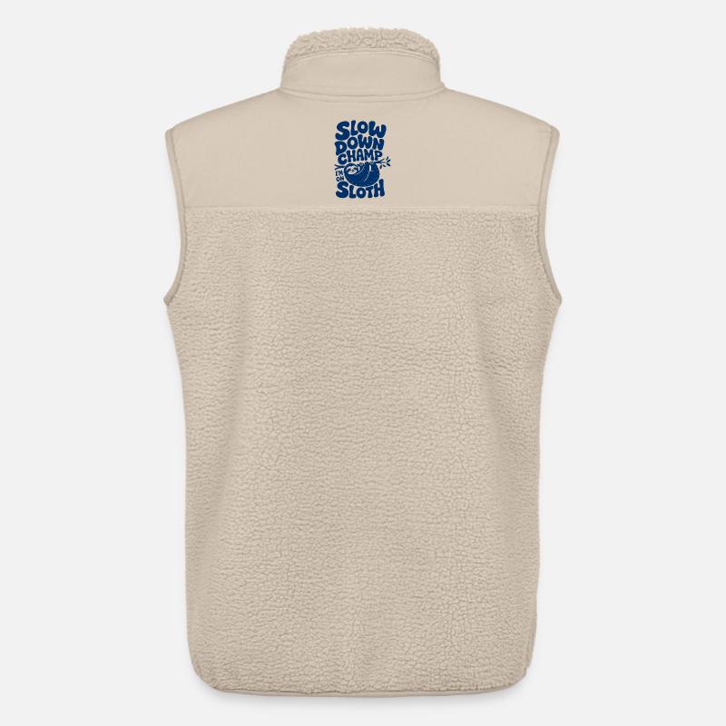 Slow Down Champ Sloth Design - Unisex Sherpa Gilet by Stanley/Stella - beige