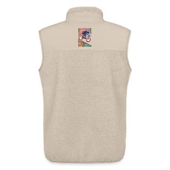 Cycliste coloré dans une explosion au néon - Veste sans manches sherpa unisexe Stanley/Stella - beige - Dos - AI Model Male 178 light (178cm)