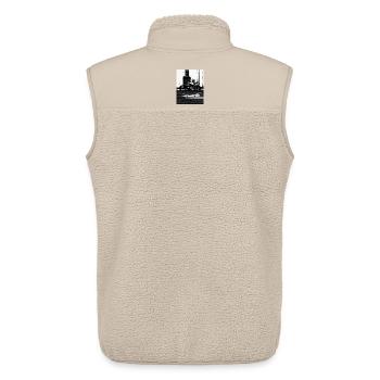 Urban Black and White Motorcycle Photo - Unisex Sherpa Gilet by Stanley/Stella - beige - Back - AI Model Male 178 light (178cm)