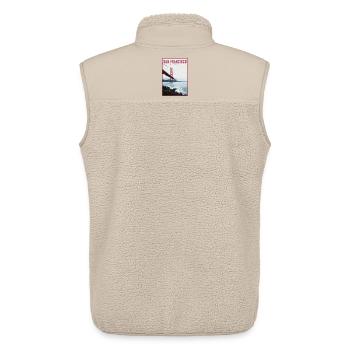 Carte postale rétro Golden Gate de San Francisco - Veste sans manches sherpa unisexe Stanley/Stella - beige - Dos - AI Model Male 178 light (178cm)