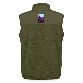 New York City Skyline - Unisex Sherpa Gilet by Stanley/Stella - khaki - Back - AI Model Male 178 light (178cm)