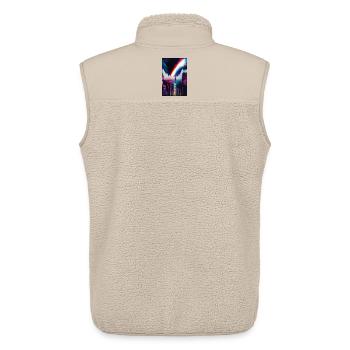 Art futuriste de la ville arc-en-ciel - Veste sans manches sherpa unisexe Stanley/Stella - beige - Dos - AI Model Male 178 light (178cm)