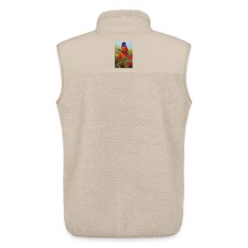 Vogel auf Ast mit bunten Blüten - Unisex Sherpaweste von Stanley/Stella - Beige - Hinten - AI Model Male 178 light (178cm)