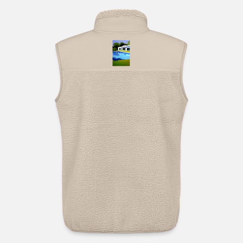 Weiße Villa mit Pool - Unisex Sherpaweste von Stanley/Stella - Beige
