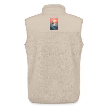 Paysage Maritime dans un style géométrique - Veste sans manches sherpa unisexe Stanley/Stella - beige - Dos - AI Model Male 178 light (178cm)