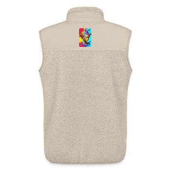 colorful splash art portrait black fierce woman - Unisex Sherpa Gilet by Stanley/Stella - beige - Back - AI Model Male 178 light (178cm)