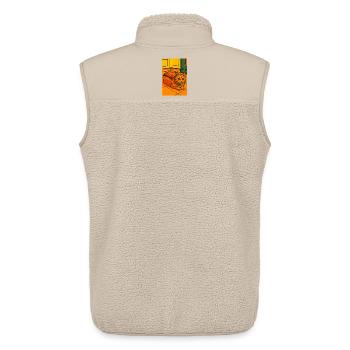 Retraite de chats vivants en carton, j'adore les chats - Veste sans manches sherpa unisexe Stanley/Stella - beige - Dos - AI Model Male 178 light (178cm)
