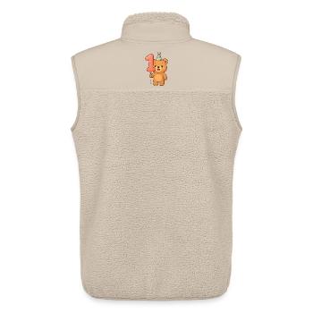 Bear with balloon for his 1st birthday - Unisex Sherpa Gilet by Stanley/Stella - beige - Back - AI Model Male 178 light (178cm)