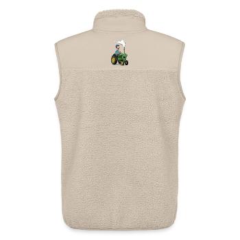 Tracteur cartoon fermier coloré - Veste sans manches sherpa unisexe Stanley/Stella - beige - Dos - AI Model Male 178 light (178cm)