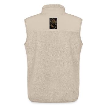Léopard en furie parmi les blocs - Veste sans manches sherpa unisexe Stanley/Stella - beige - Dos - AI Model Male 178 light (178cm)