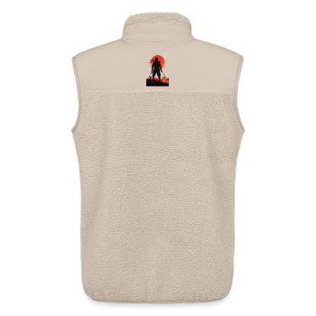 Ninja au Coucher du Soleil près de la Porte Torii - Veste sans manches sherpa unisexe Stanley/Stella - beige - Dos - AI Model Male 178 light (178cm)