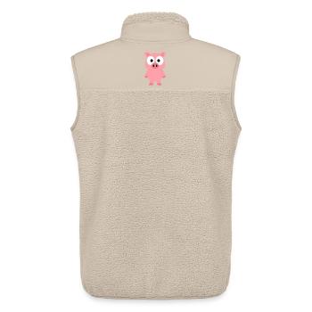 Petit cochon drôle aux grands yeux minimalistes de dessins animés - Veste sans manches sherpa unisexe Stanley/Stella - beige - Dos - AI Model Male 178 light (178cm)